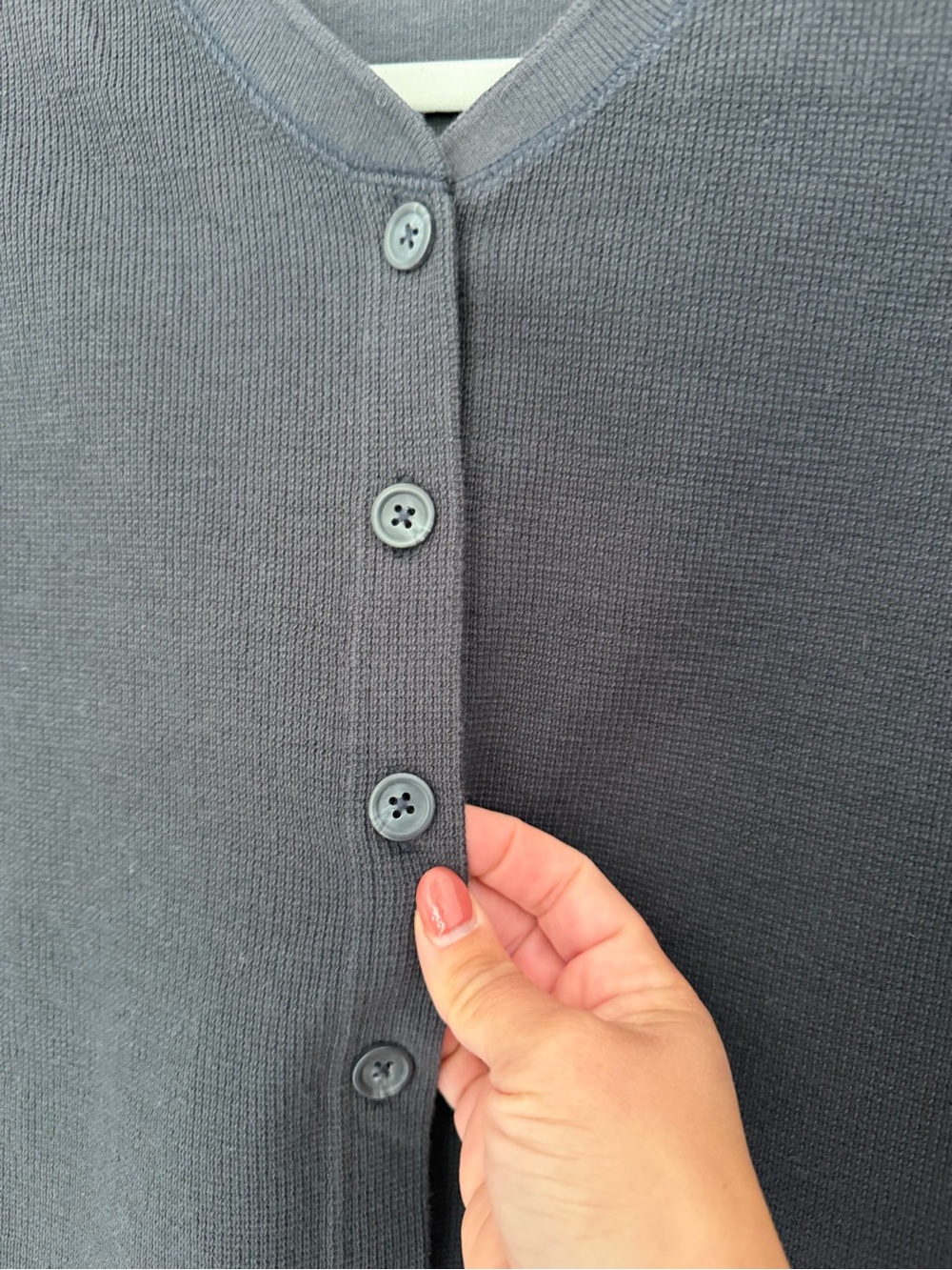 Vintage 90s Abercrombie & Fitch 100% Cotton Navy Blue Waffle Texture Cardigan - Picture 7 of 13